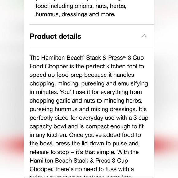 Hamilton Beach 3-Cup Stack & Press Food Chopper- Grey - Picture 11 of 15